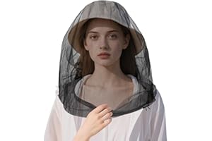 JAYRUIMICE Oversized Mosquito Net 42 x 25 Inches Ultra Large Mosquito Head Net Face Neck Fly Mesh Netting Fits All Hats for Outdoor Camping Hiking Fishing Gardening Safari(Black)