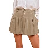 Famulily Summer Cute Shorts for Women Beach Wide Leg Linen Shorts Pleated Stretch Shorts with Pockets 2025