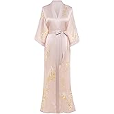 PRODESIGN Kimono Robe for Women - Long Satin Sleepwear Silky Kimono Cover-Up Nightgown Japanese Bathrobe Loungewear Blouse