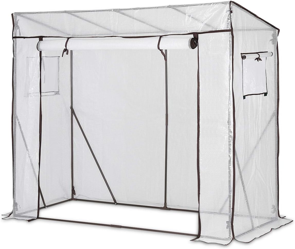 Sekey Tomatengewächshaus Tamara XL, Tomatenzelt Foliengewächshaus Gewächshaus Tomatenhaus Treibhaus mit Tür zum Aufrollen Frühbeet 200x77x146/170cm