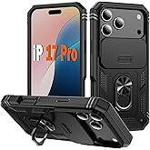 PASNEW Case for iPhone 17 Pro with Metal Kickstand & Slide Camera Cover,Military Grade Heavy Duty Shockproof Hard Shell for iPhone17Pro,6.3 inch,Black