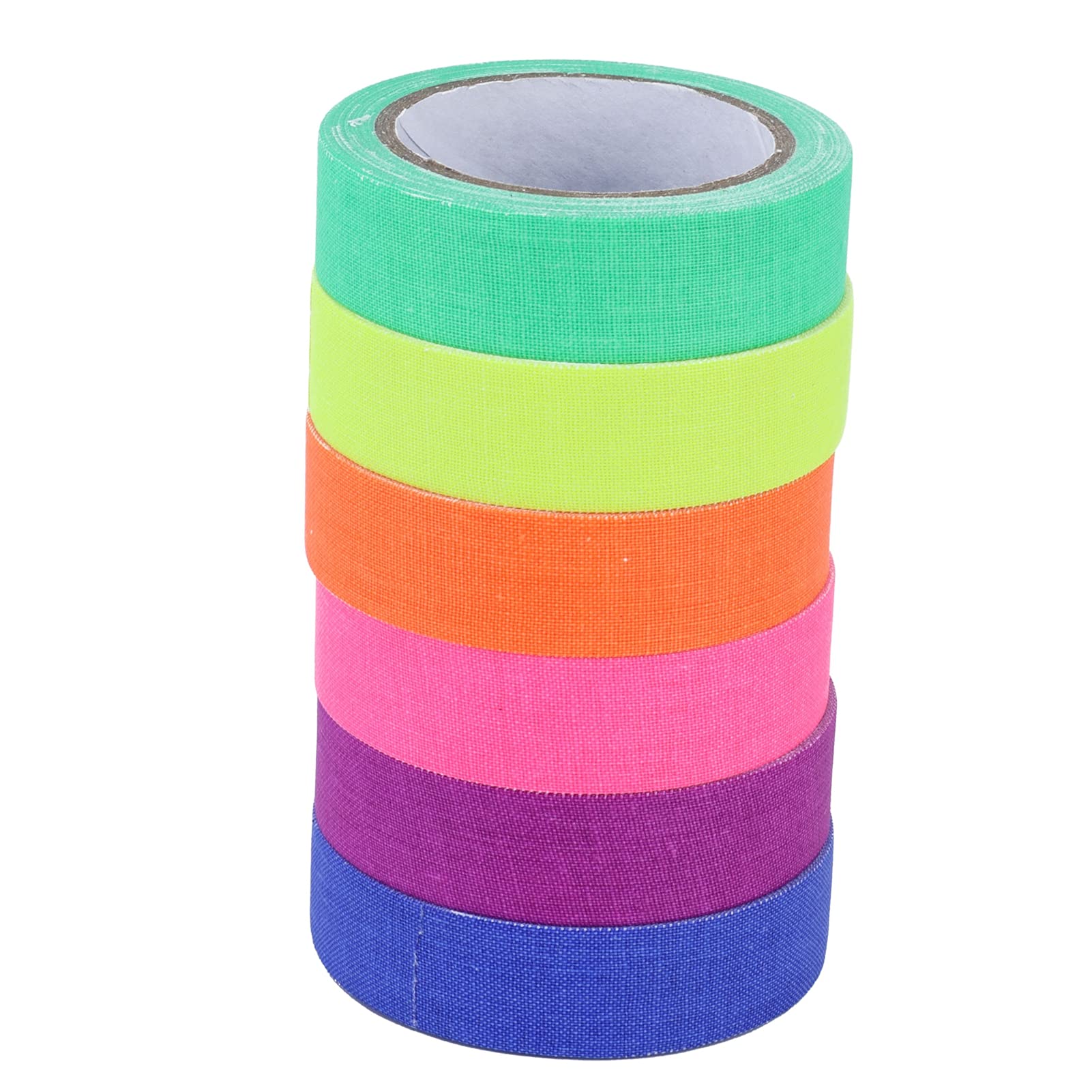 6 Pack Rainbow Colored Duct Tape, Colored Duct Tape, 6 Colors Neon Tape, Fluorescent UV Blacklight Glow, Bright Duct Tape Colors, 0.6in X 16.4ft for Arts & Crafts, Color-Coding, and DIY Projects