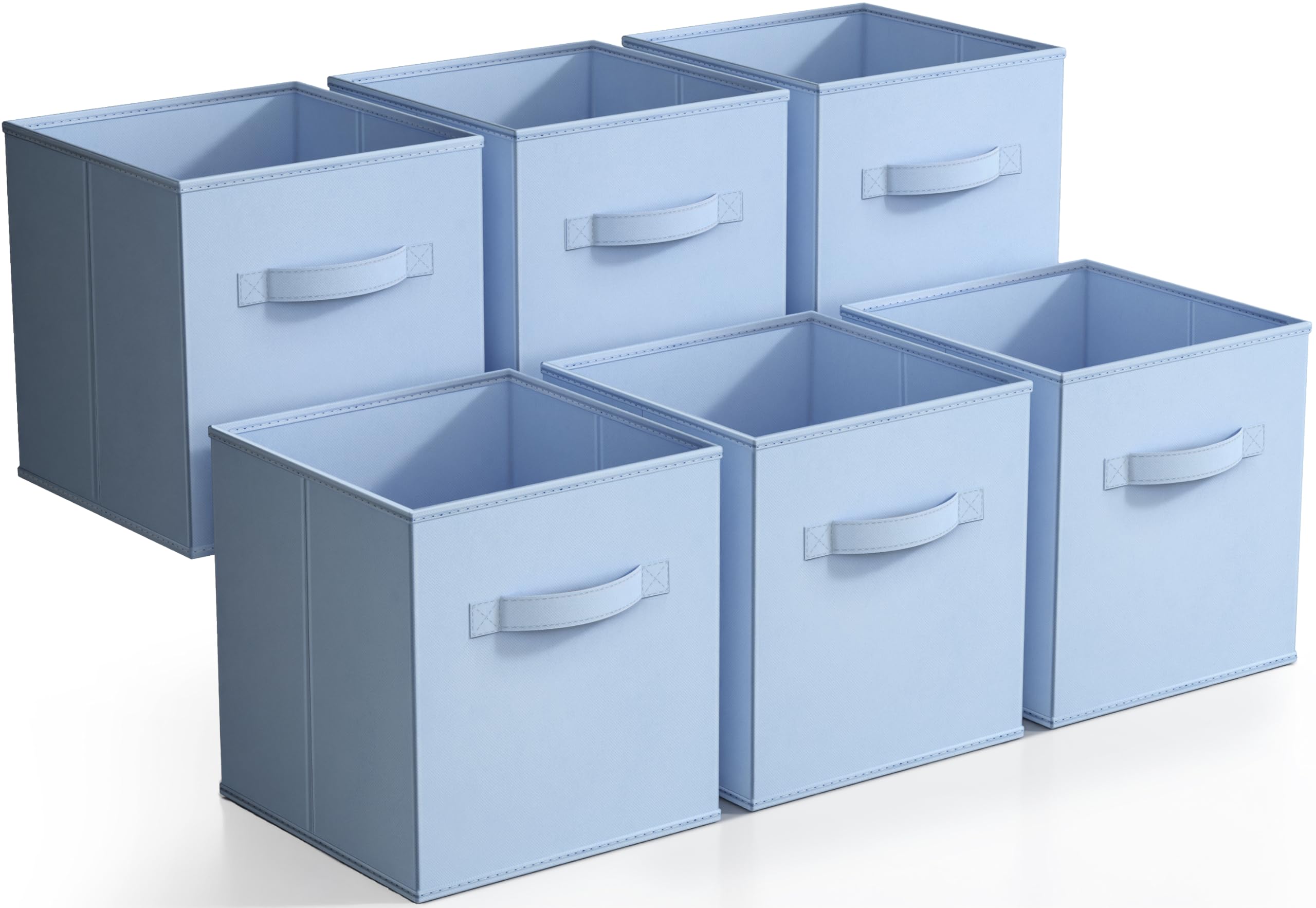 Sorbus Storage Cubes - 11 Inch Foldable Fabric Baskets for Organizing Pantry, Closet, Shelf, Toy Box, Cubby - 6 Collapsible Cloth Cube Storage Bins for Home, Nursery, Playroom, Bedroom (Pastel Blue)