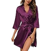 Samring Women's Bride Bridesmaids Robe Short Satin Kimono Robes for Wedding & Bridal Party Silk Bathrobes for Women