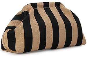 GOKTOW Summer Beach Dumpling Clutch Purses for Women, Woven Crochet Handbags Ruched Cloud Colorblock 2024