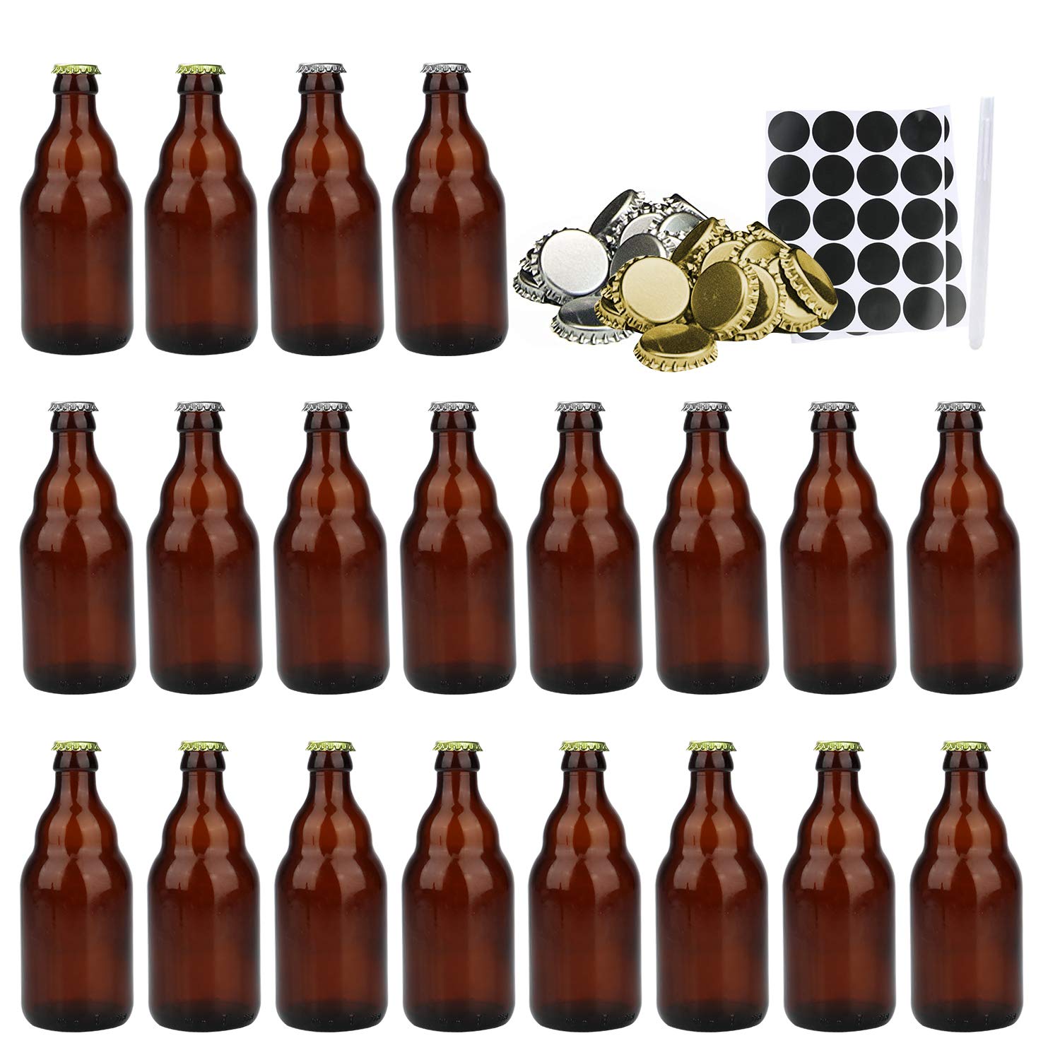 Beer Bottles, 20 PCS COMUDOT 330ml Amber Glass Wine