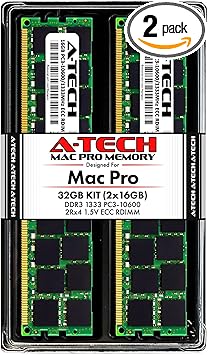 A Tech 32gb Kit 2x16gb Ecc Rdimm Memory For Mac Pro Mid 10 Mid 12 Macpro5 1 Ddr3 1333mhz Ecc Registered Dimm Pc3 Dual Rank 2rx4 1 5v 240 Pin Ram Upgrade At Amazon Com