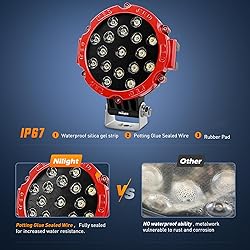 Nilight Led Light Bar 2PCS 7" 51w 5100LM Red Round