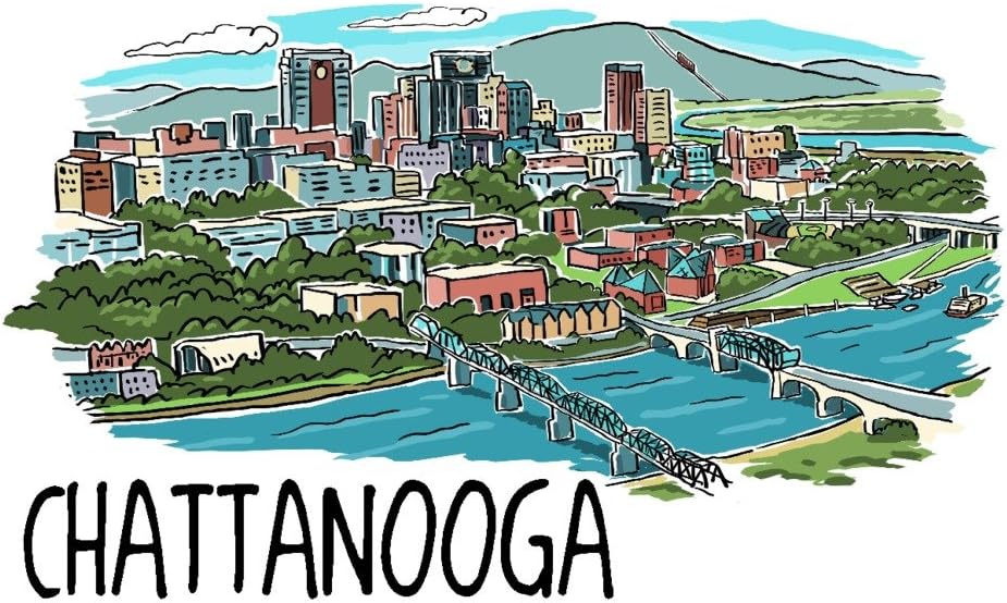 Chattanooga, Tennessee Line Drawing (16x24 Fine Art