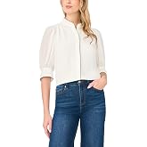 CeCe Women's Contrast Whipstitch Trim Blouse