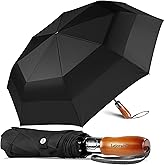 Lejorain Large Folding Golf Umbrella - Compact Mens Umbrellas Travel Rain and Windproof 54inch Collapsible Automatic Open Close Umbrella 210T Teflon Vented Double Canopy
