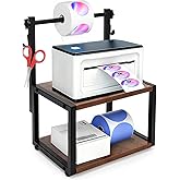 GHWMYD Label Holder for Rolls and Fan-Fold Labels, Wooden Sticker Dispenser for Desktop Thermal Printer and Accessories Storage, Self-Adhesive Label Organizer Stand for Home, Office, Small Businesses