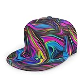 Baseball Cap Men Women - Rainbow Tie Dye Adjustable 3D Printed Snapback Flat Bill Hip Hop Hat