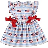 Sprifallbaby Toddler 4th of July Dresses American Flag Pattern Independence Clothes Baby Dress Little Girl July Fourth Outfit