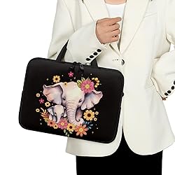 Uasibuni Daisy Elephants Print Laptop Bag for Men