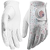 Golf Gloves Men All Premium Cabretta Leather 1 Pack with 2 Ball Marker, Mens Golf Glove Right Handed Golfer Left Hand All Weather Grip, Fit Size Small Medium ML Large XL