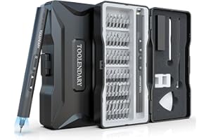 TOOLENDARY 3.7V Electric Screwdriver Rechargeable, 55 in 1 Mini Precision Screwdriver Set, 48 Magnetic Bits, 3 Torque Settings, Small Electric Screwdriver Repair Tool Kit for PC RC Electronics