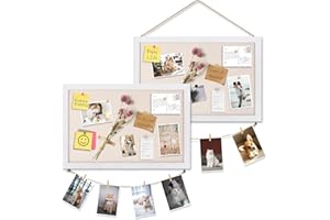 Emfogo 2-Pack Bulletin Board Wooden Frame Cork Board 16"x11" Bulletin Boards for Walls and Office Decor for Girls Room, Office, Bedroom, Kids Room, Classroom