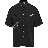 Bamboo Cay Mens Short Sleeve Flying Bamboos Casual Embroidered Woven Shirt