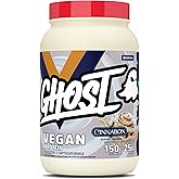 GHOST Vegan Protein Powder, Cinnabon - 25G Protein | Plant-Based Pea &amp; Organic Pumpkin Blend Protein with Fiber &amp; Iron - Flavored Post Workout Shakes - 2.5LB Tub, 28 Servings