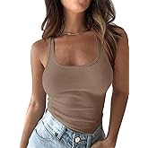 Pepochic Women’s Workout Scoop Neck Tank Top Ribbed Sleeveless Cami Lightweight Solid Basic