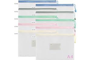 MerryNine Zipper Pouch Document Bag(5 Colors,10 Pack), Letter Size Waterproof Document Pouch with Card Pocket for School Offi