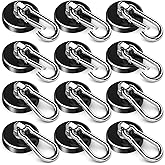 FINDMAG Strong Magnetic Hooks, 100LBS Neodymium Magnet with Swivel Carabiner Hook, Cruise Ship Essentials, Heavy Duty Magnetic Hooks for Hanging, Garage, Kitchen, Grill, Office -12 Pack