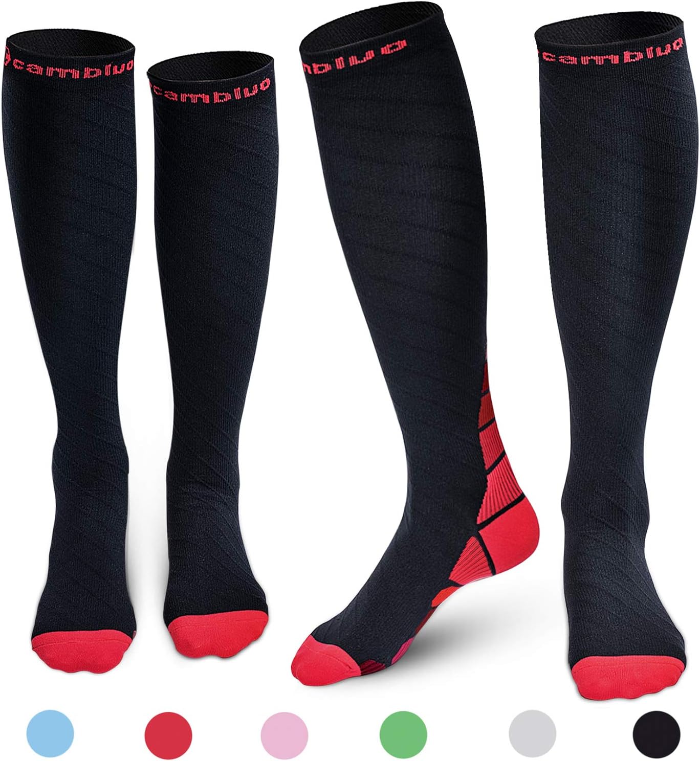 Cambivo 2 Pairs Compression Socks for Men and Women(2030 mmHg), Best