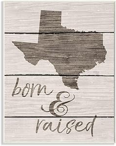 Stupell Industries Born and Raised Texas Wall Plaque, 10 x 15, Design by Artist Daphne Polselli