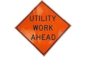 OrangeGear™ 48” x 48” MUTCD TTC Compliant Safety Orange Mesh Temporary Traffic Control Rollup Sign with Orange Fiberglass Cross Ribs For 48" Sign Only (Sign Stand Not Included) (Utility Work Ahead)