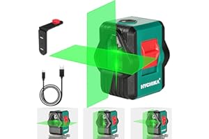 HYCHIKA BETTER TOOLS FOR BETTER LIFE Laser Level, HYCHIKA 100Ft Self-Leveling Green Laser Level, Dual Modules with 2 Laser Heads Horizontal Vertical Cross Line, IP54, Rechargeable Cross Line Laser with 360° Rotary Magnetic Bracket