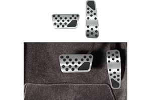 Mearo Auto Aluminum Pedal Covers, Auto No Drilling Accelerator Pedal Covers, Anti-Slip Aluminum Brake Gas Pedal Pads, Car Ped