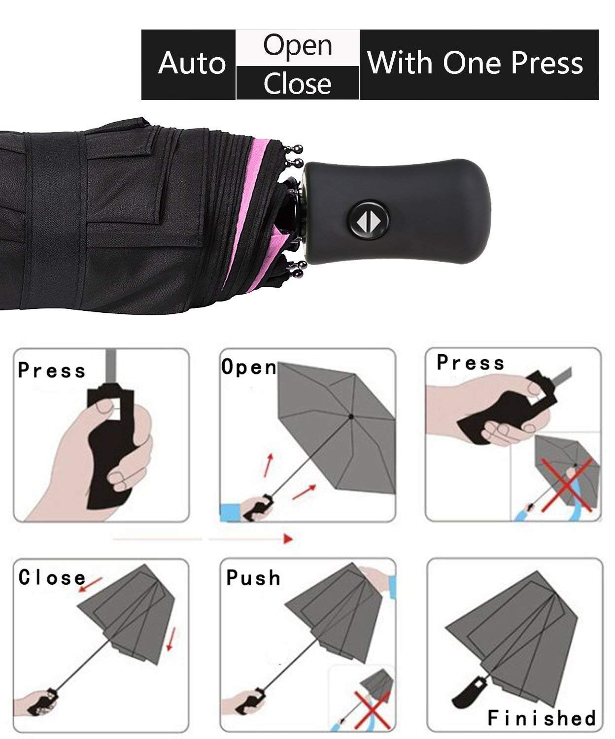 Picano Travel Umbrella Sports Windproof, Auto Open/Close Folding Compact Umbrellas Men,Women,Boys and Girls