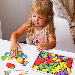 3 otters Wooden Pattern Blocks Shapes for