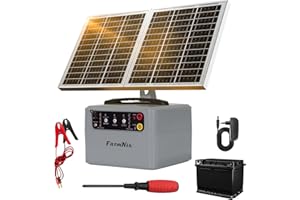 HTPREC 30Miles Solar Fencer Kit Solar Electric Fence Charger for Livestock,Adjustable 6-12kv Output Hight Power 15W 1.5J Electric Fence Controller,Garden Ranch Fencing Charger for Horse Goat Cattle Deer