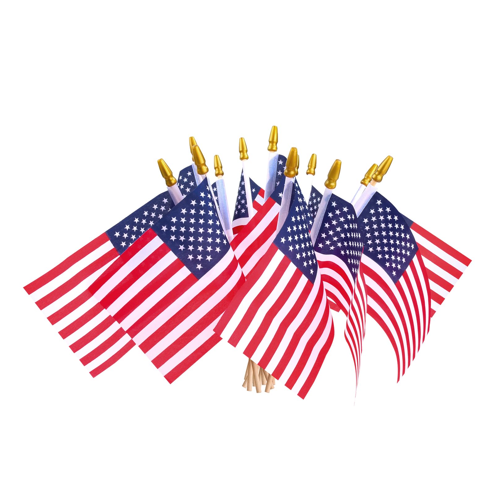 Photo 1 of HOOSUN 12 Pcs Small American Flags On Stick,Patriotic Decorations Mini US Flag 12''x8'',Small American Flags for Outside,Patriotic Labor Day Decorations Mini Flags for Yard Patio,Veterans Day Decor