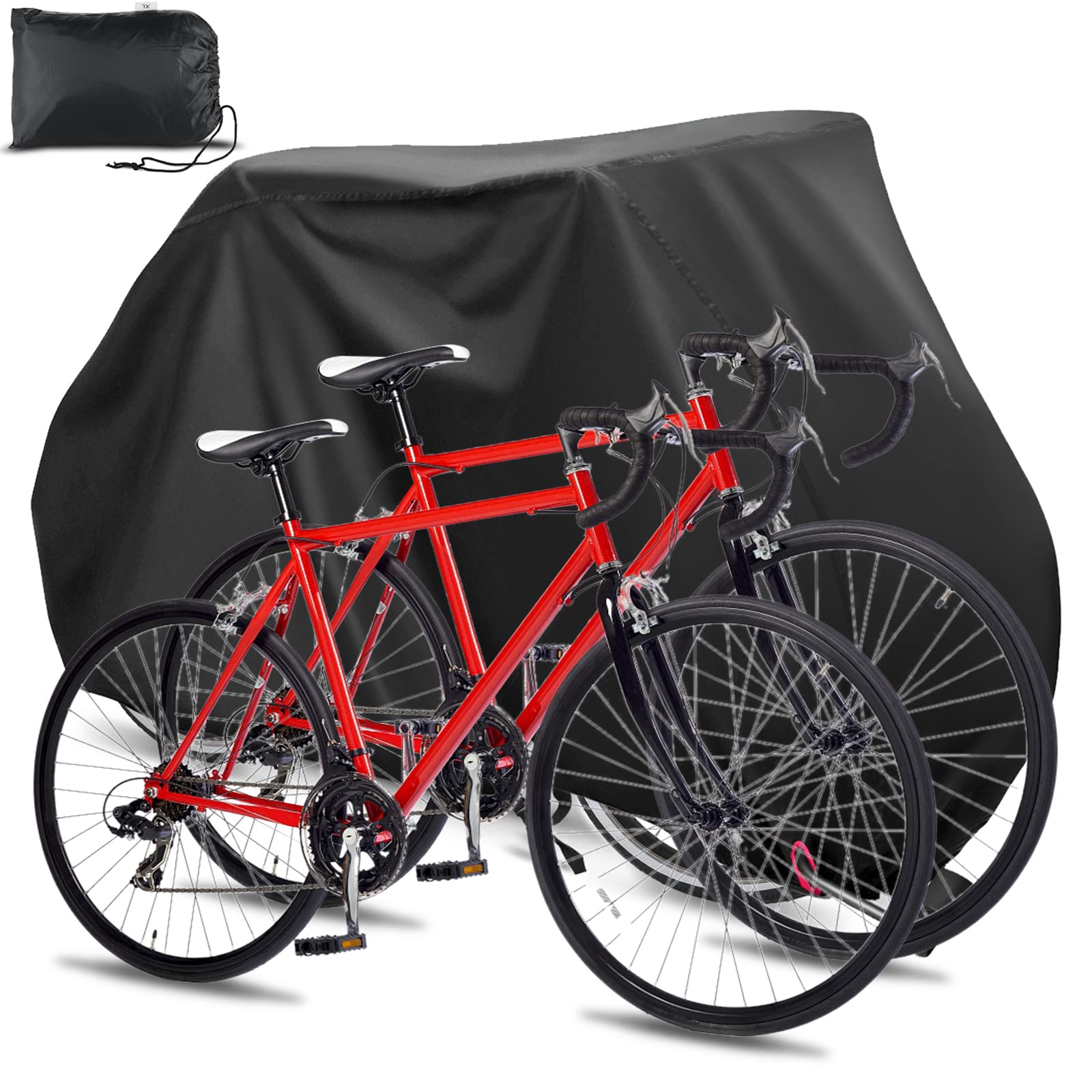 Onlyesh SIBOTER Bike Cover, Bike Covers for Outside Storage, 210D Oxford Fabric Bike Cover Waterproof with Lock-holes & Storage Bag, Bike Cover for 2 Bikes, Mountain Bike Road Bike