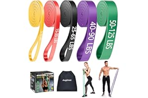 AugKnot Resistance Bands for Working Out: 5-Levels Exercise Bands Set - Pull Up Assistance Elastic Silicone - Physical Therapy/Stretching/Training - Home Gym for Women/Men