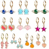 10/20 Pairs Gold Hoop Dangle Earrings For Girls Gold Hoop Earrings With Charms 14k Gold Huggie Hoop Earrings