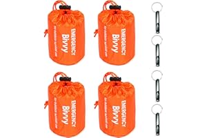 GOGOOD 4 Pack Emergency Bag Survival Bivvy Sack with Whistles, Lightweight Portable Emergency Supplies for Outdoor Camping Hiking Keep Warm After Earthquakes, Hurricanes Disasters
