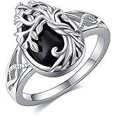 ONEFINITY Celtic Filigree Rings Sterling Silver Black Onyx Ring Black Onyx Jewelry Gifts For Women Men