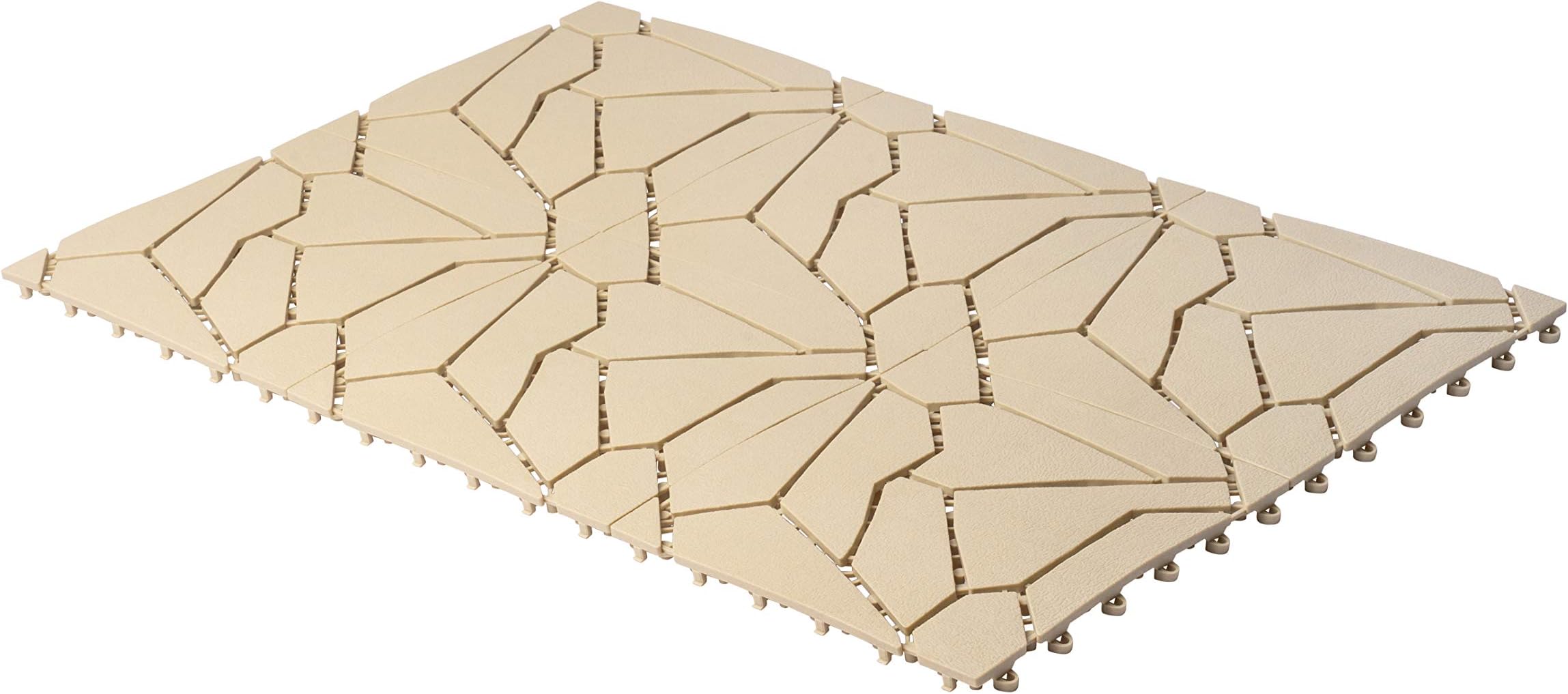 UPP Interlocking Tiles 12 x 12 in | Quick & Easy to Lay Outdoor Deck Tiles | Neat Flooring for Patio, Pool and Balcony [6 pcs, Natural Stone]