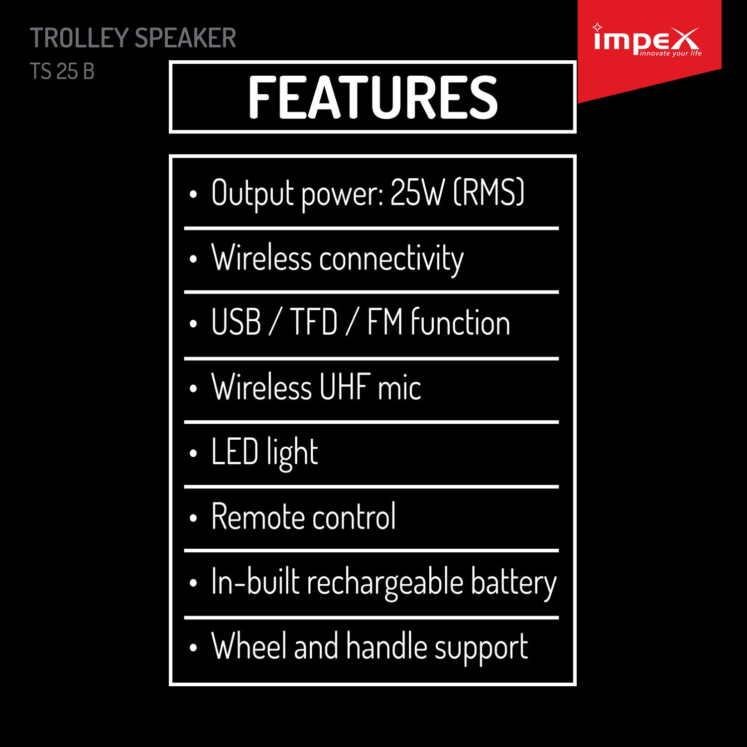 impex trolley speaker ts25b
