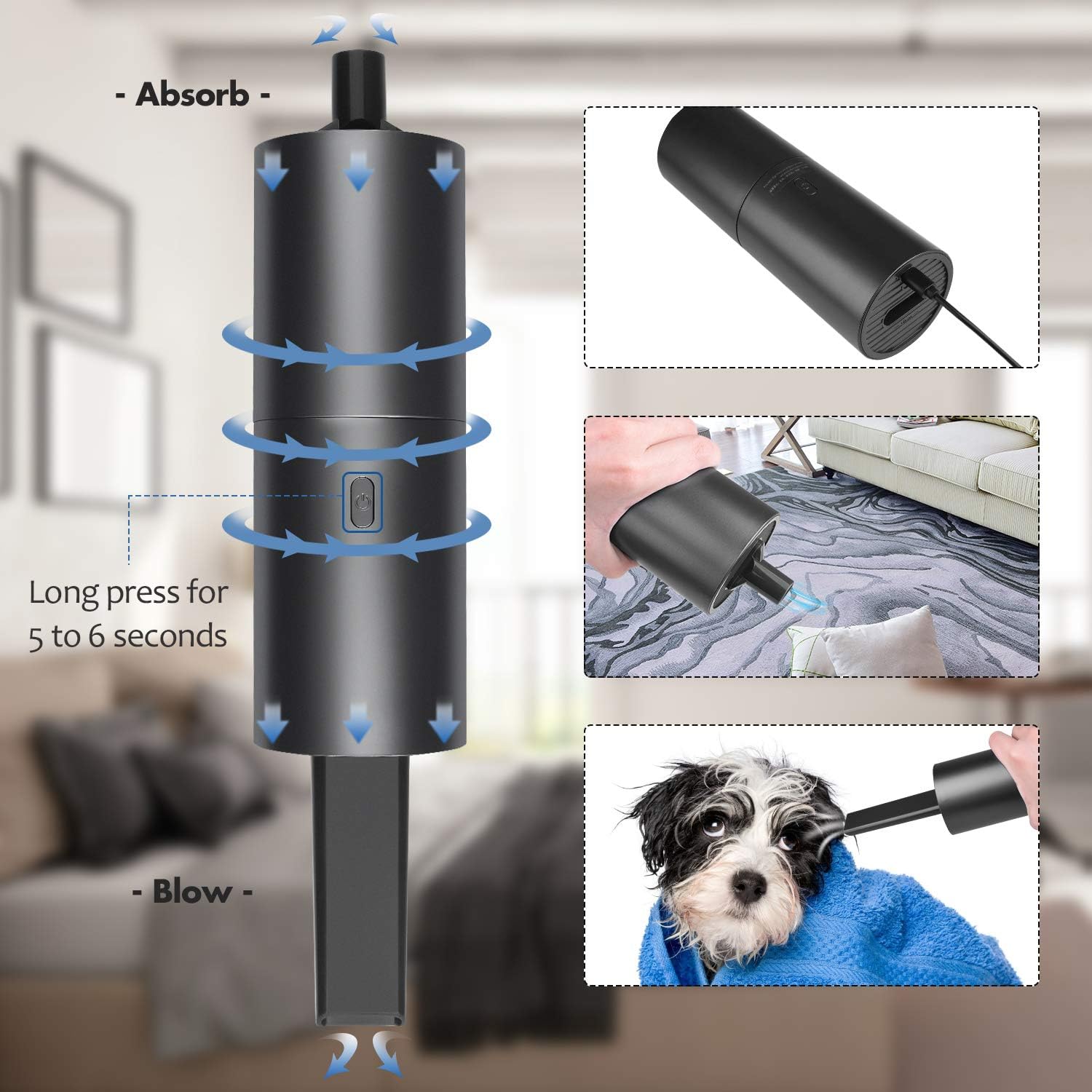 kupet 2 in 1 Computer Vacuums Cleaner,Blower Cleaner,Rechargeable Portable Handheld Mini Keyboard Vacuum Cleaner, Laptop Cleaner for Keyboard, Computer, Office Desk,Piano,Car Dust: Home & Kitchen