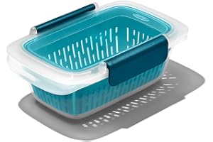 OXO Good Grips Prep & Go 1.9 Cup/0.45 L Container with Colander | Leakproof Food Storage | Perfect for rinsing and storing fruits and veggies | BPA Free | Microwave and Dishwasher Safe | Freezer Safe
