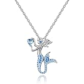 luomart Little Mermaid Necklaces for Girls,Unicorn Birthstone Pendant Jewelry Gifts Set for Women Teens