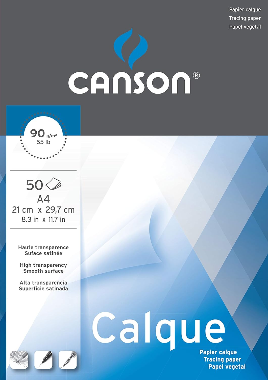 Canson Tracing Paper 90gsm A4 pad Including 50 Sheets Satin Finish