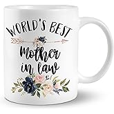 JRTW Mother in Law Mug, Mother in Law Coffee Cups Ceramic, World's Best Mother in Law Coffee Mug, Gifts for Mother in Law Christmas, Mother in Law Coffee Mug Gifts from Daughter in Law