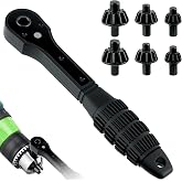 Mcbazel 3-in-1 Ratchet Drill Chuck Key Wrench with 2 Sets Sockets, Universal Magnetic Ratcheting Chuck Spanner, Replacement Tool for Drill, Compatible with Most Electric Drills and Power Tools