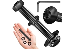 (20Sets) 3/8-16 Bolt x 2-1/2" Button Head Socket Cap Bolts Screws, Black Oxide 304 Stainless Steel Nuts and Bolts, 18-8 Allen